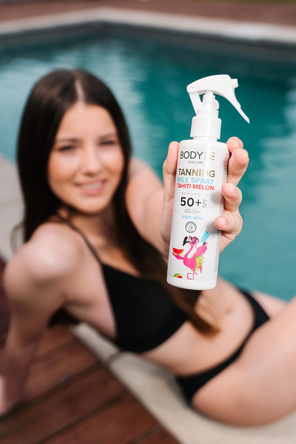TANNING MILK SPRAY SPF 50+ – Dětské opalovací mléko ve spreji – Tahiti Melon – 200ml